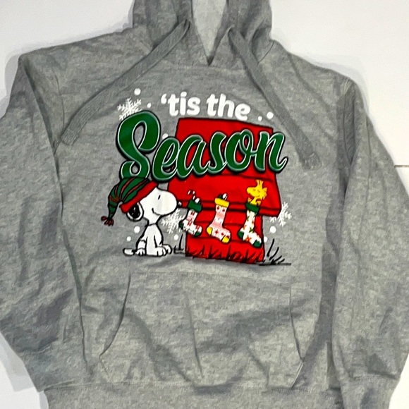 Peanuts Snoopy Holiday Graphic Sweatshirt Hoodie Size Jr Small (3-5) Gray - Picture 1 of 6